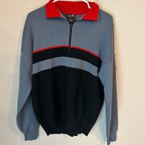 PURE VIRGIN WOOLDEMETRE 1/4 ZIP SWEATER MADE IN USA MENS LARGE
